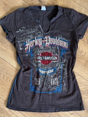 Y2K 2000s Harley-Davidson Biker Tee with Rhinestones